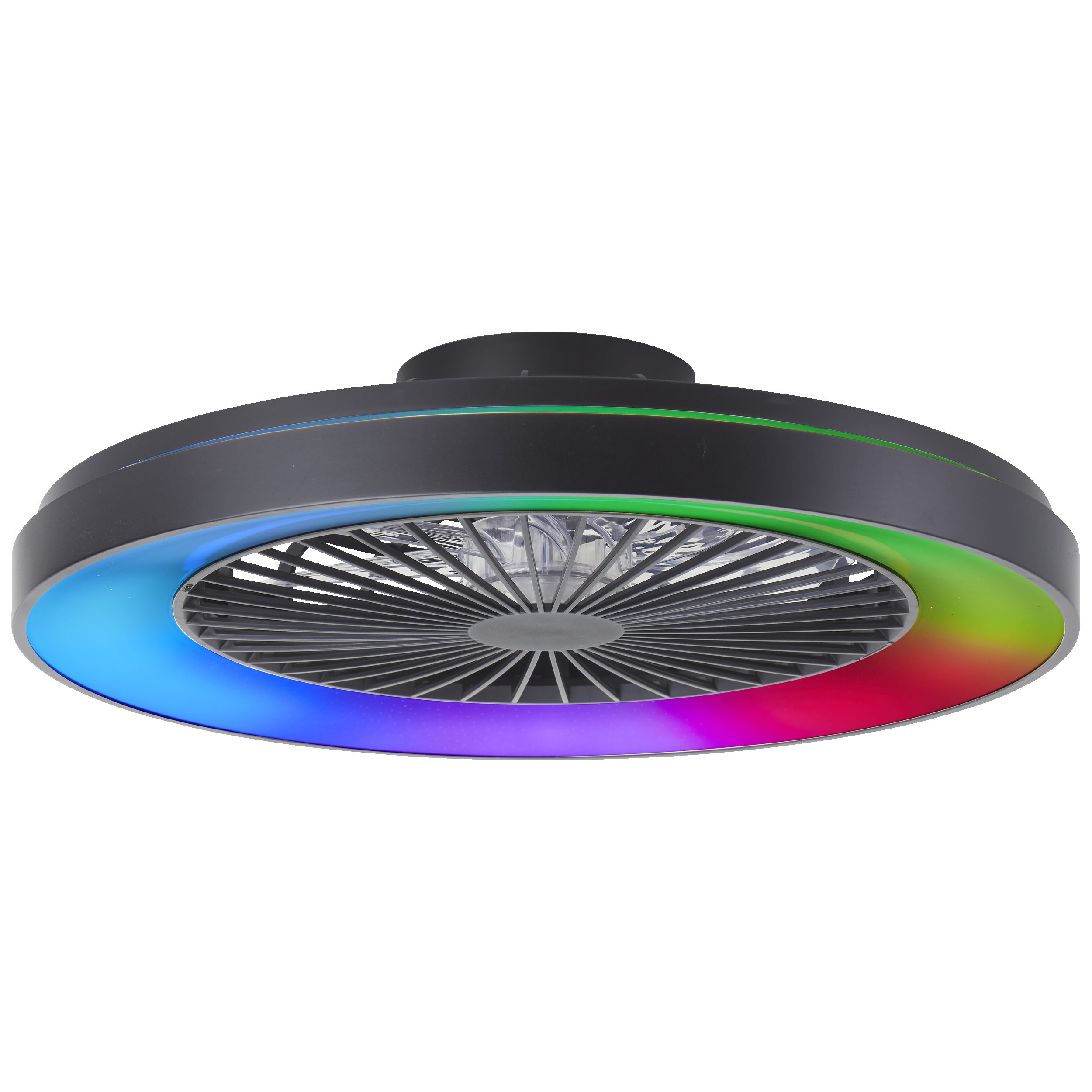 Lightbox Deckenleuchte, CCT - über Fernbedienung, LED fest integriert, warmweiß - kaltweiß, LED Deckenlampe mit Ventilator, 58 cm, IC-RGB, 6800 lm, CCT, dimmbar