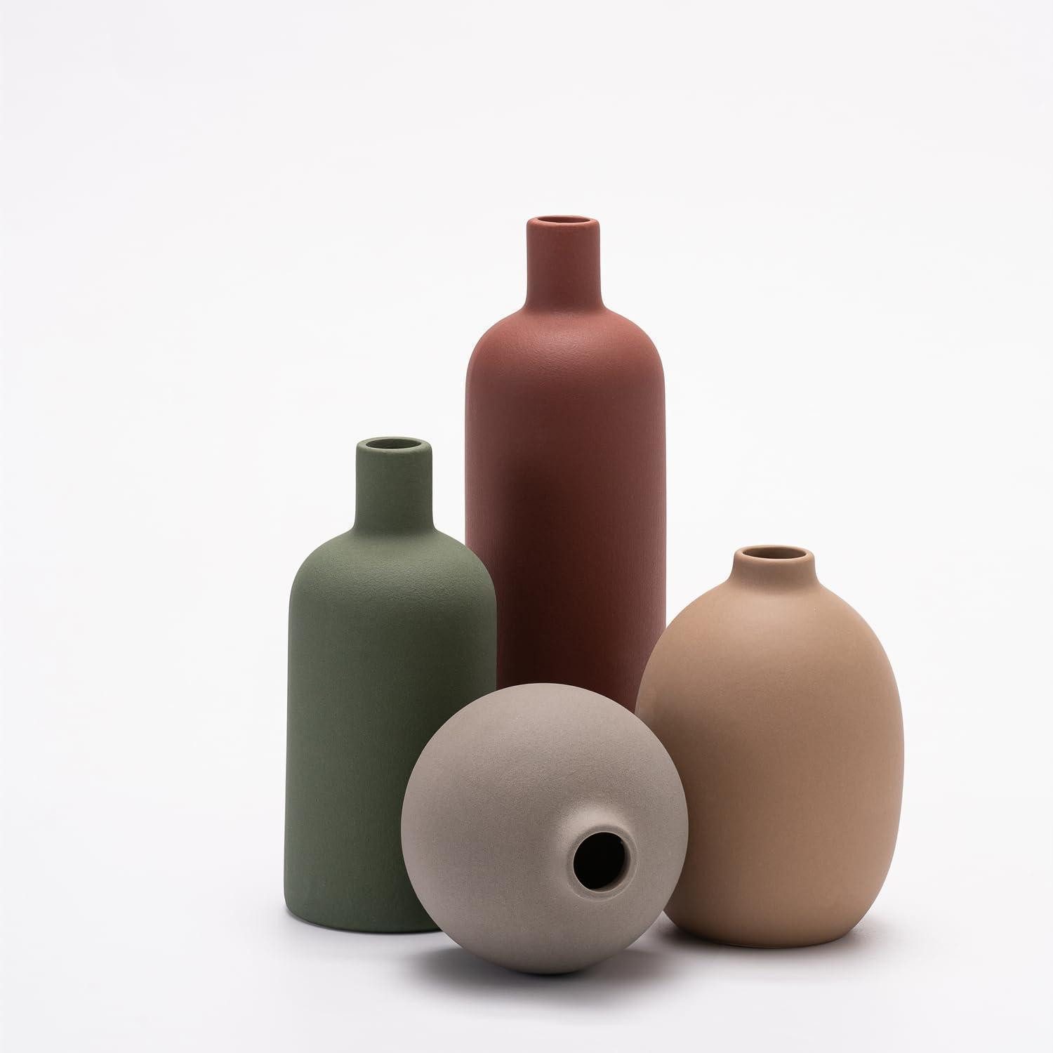 LuxusKollektion Dekovase Keramik Vasen 4er-Set modern rot/grün/braun/grau (4 St)