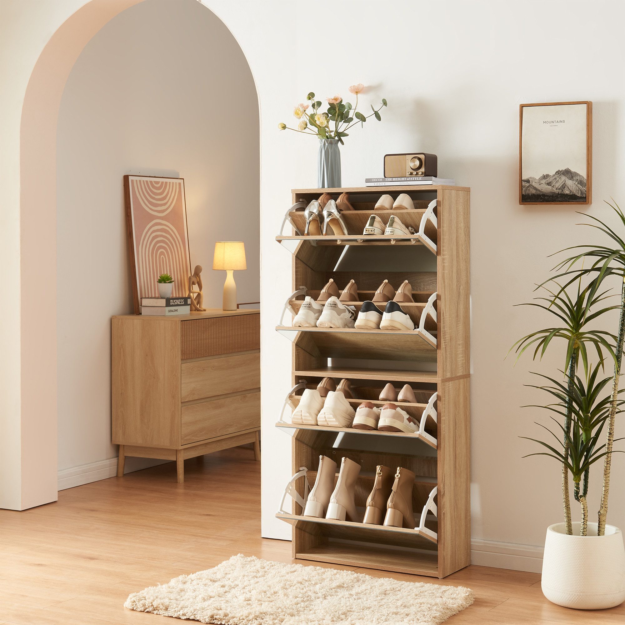 en.casa Schuhkipper, »Lund« mit 4 verspiegelten günstig online kaufen