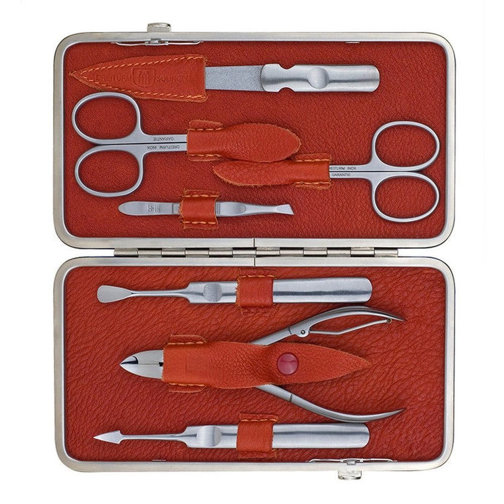 Dreiturm Solingen Maniküre-Etui Maniküre-/Pediküreset Solingen Terracotta 7-teilig - rot, 1 tlg.