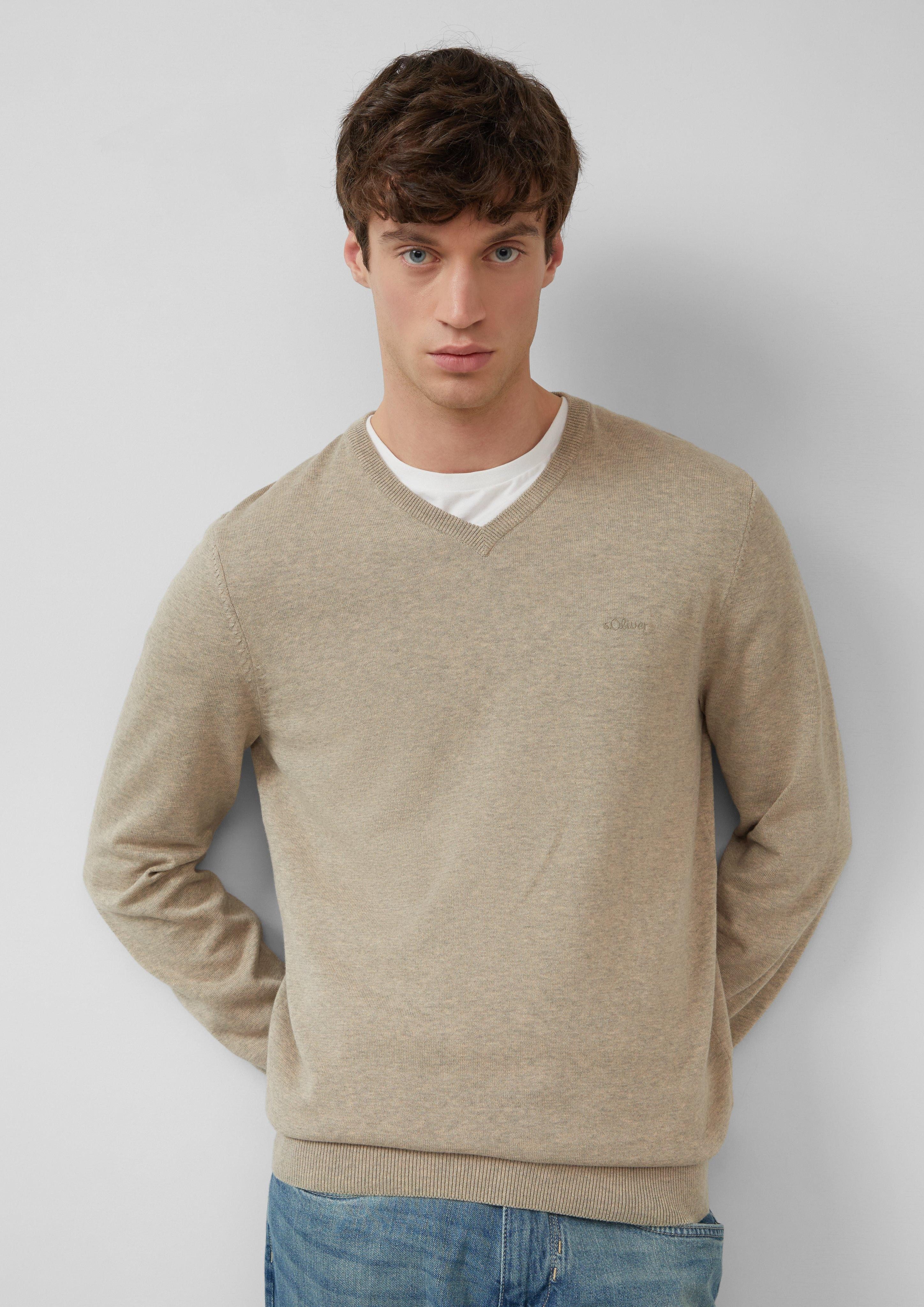 s.Oliver Strickpullover Strickpullover mit Logo-Stickerei Logo günstig online kaufen
