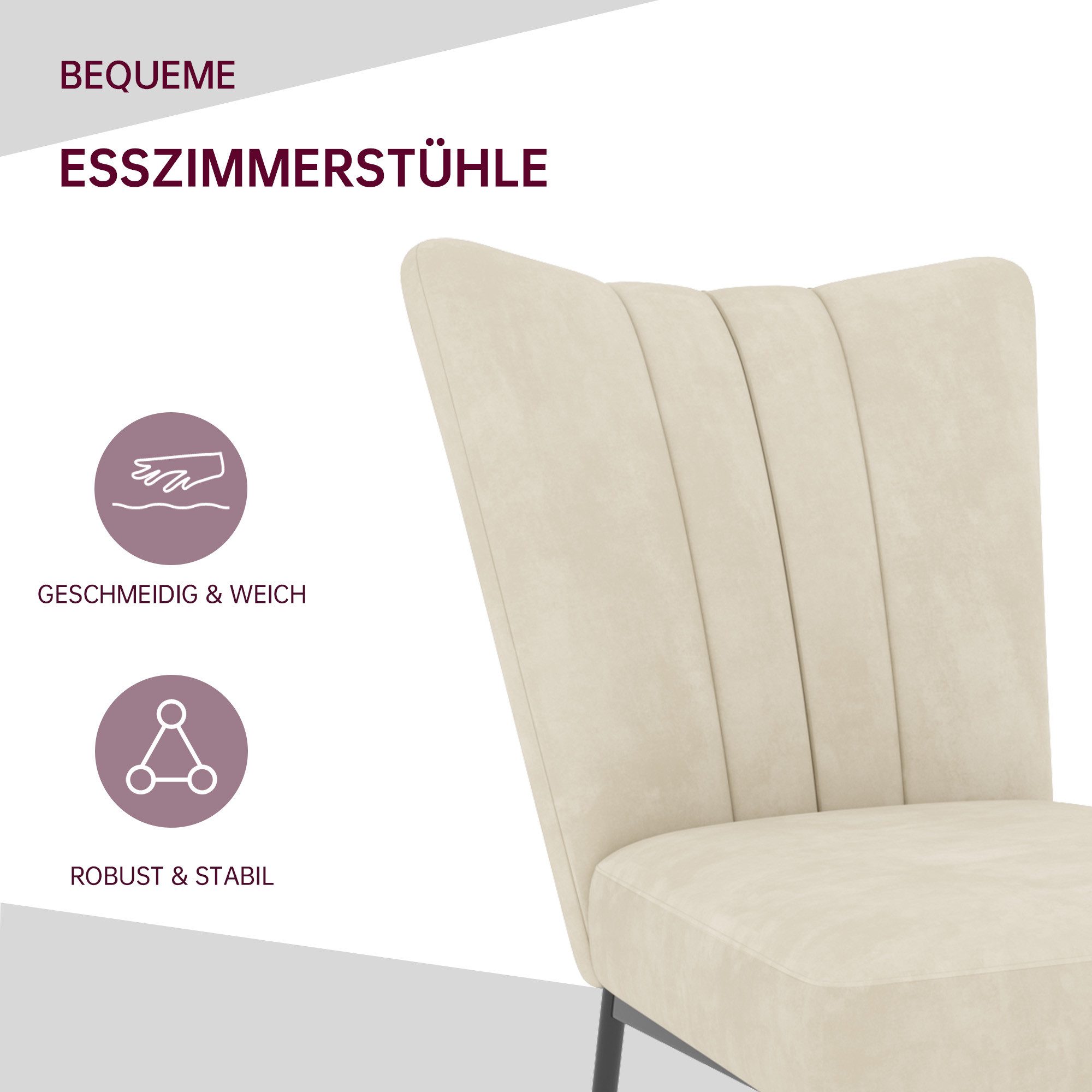 Jiexi Esszimmerstuhl Esszimmerstuhl mit dickem Sitzkissen und muschelförmiger Rückenlehne – Bild 2 von 5