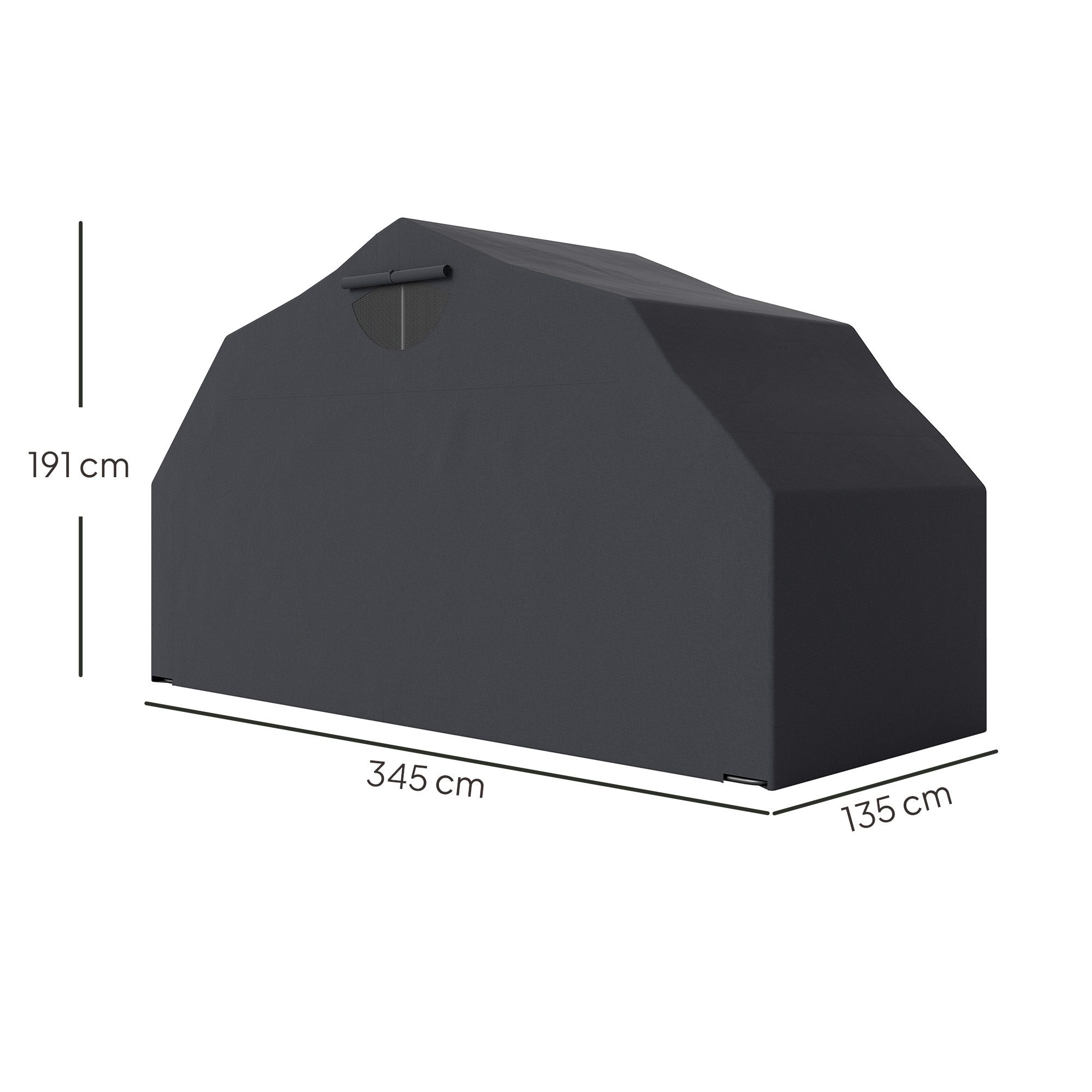 Outsunny Faltgarage mit Fenster, wasserdicht (faltbar Outdoor Motorradabdeckung, 1-St., Motorrad Abdeckplane), für 2 Motorräder Motorroller 345cm x 135cm x 191cm Schwarz