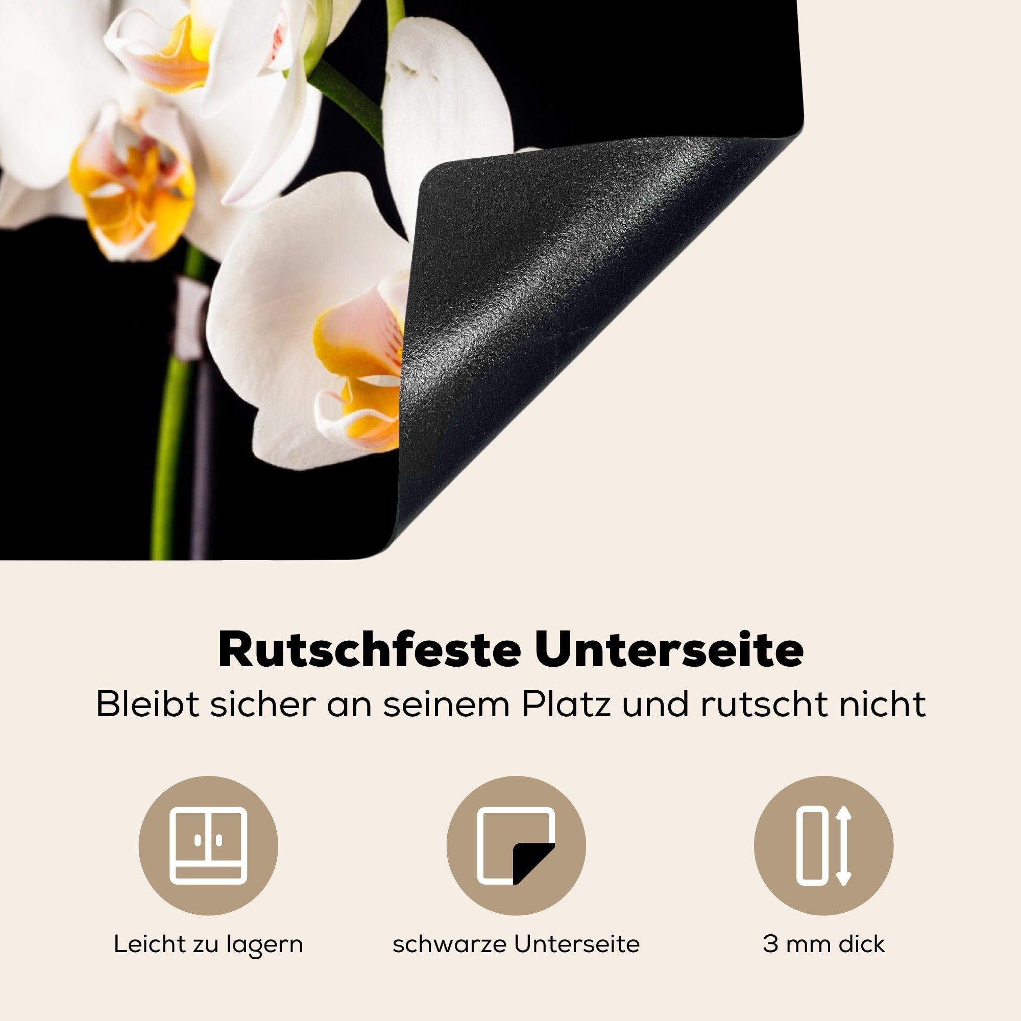 MuchoWow Herdblende-/Abdeckplatte Orchidee Induktionskochfeld, Pflanzen Botanisch, Induktionsschutz, cm, Ceranfeldabdeckung - tlg), - Blumen (1 57x51 - Vinyl