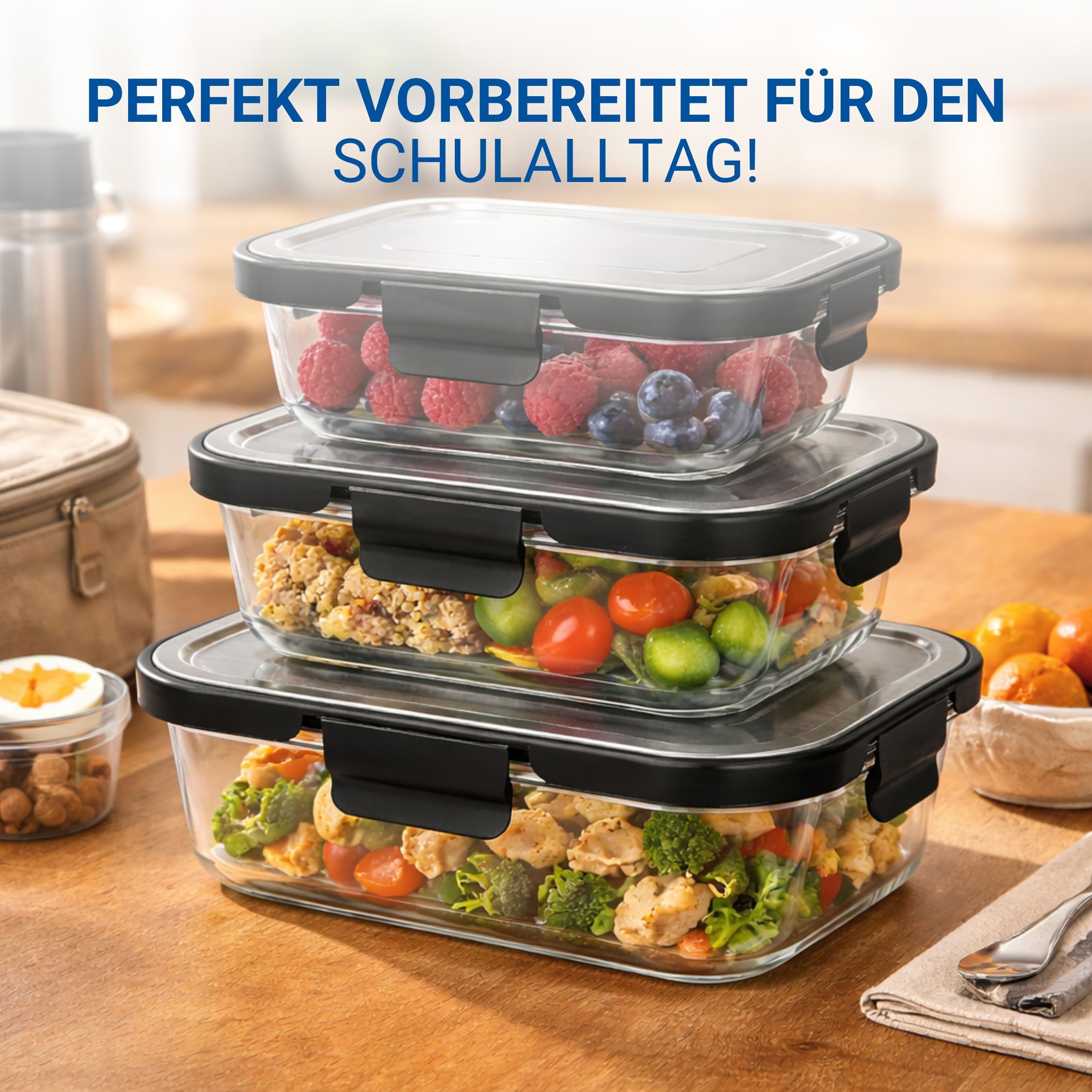 elasto Lunchbox Glasbox LOKA 640 ml auslaufsichere Meal Prep Box – Bild 5 von 5