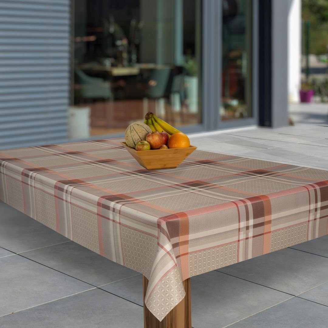 laro Tischdecke Wachstuch-Tischdecken Weihnachten Karo Braun Beige rechteck günstig online kaufen