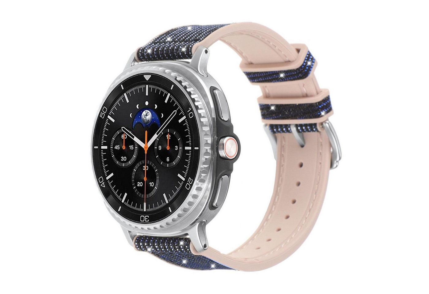 Wigento Smartwatch-Armband Glitzer Silikon für Samsung Galaxy Watch 9 / 8 / 8 Classic Hybrid, Verstellbar, angenehmer Tragekomfort
