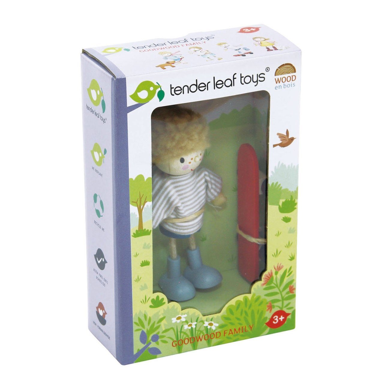 Biegepuppe Edward Leaf Biegepuppe Spielpuppe mit Puppenhaus Skateboard Toys Tender