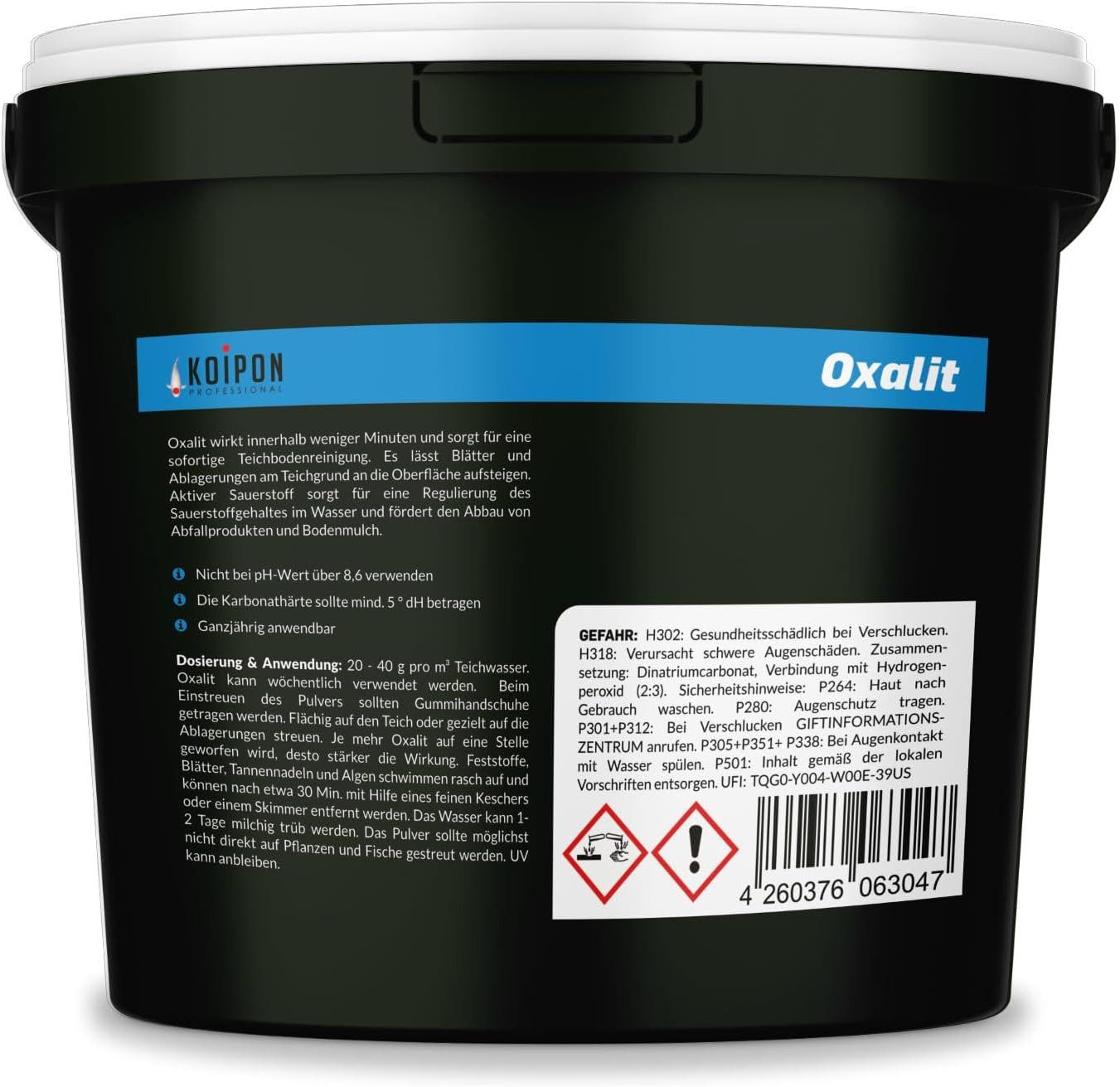 KOIPON Teichpflege KOIPON Oxalit Teichschlammentferner gegen Laub & Ablagerungen, Teichschlammentferner, Sauerstoff, Sofortwirkung, Made in Germany
