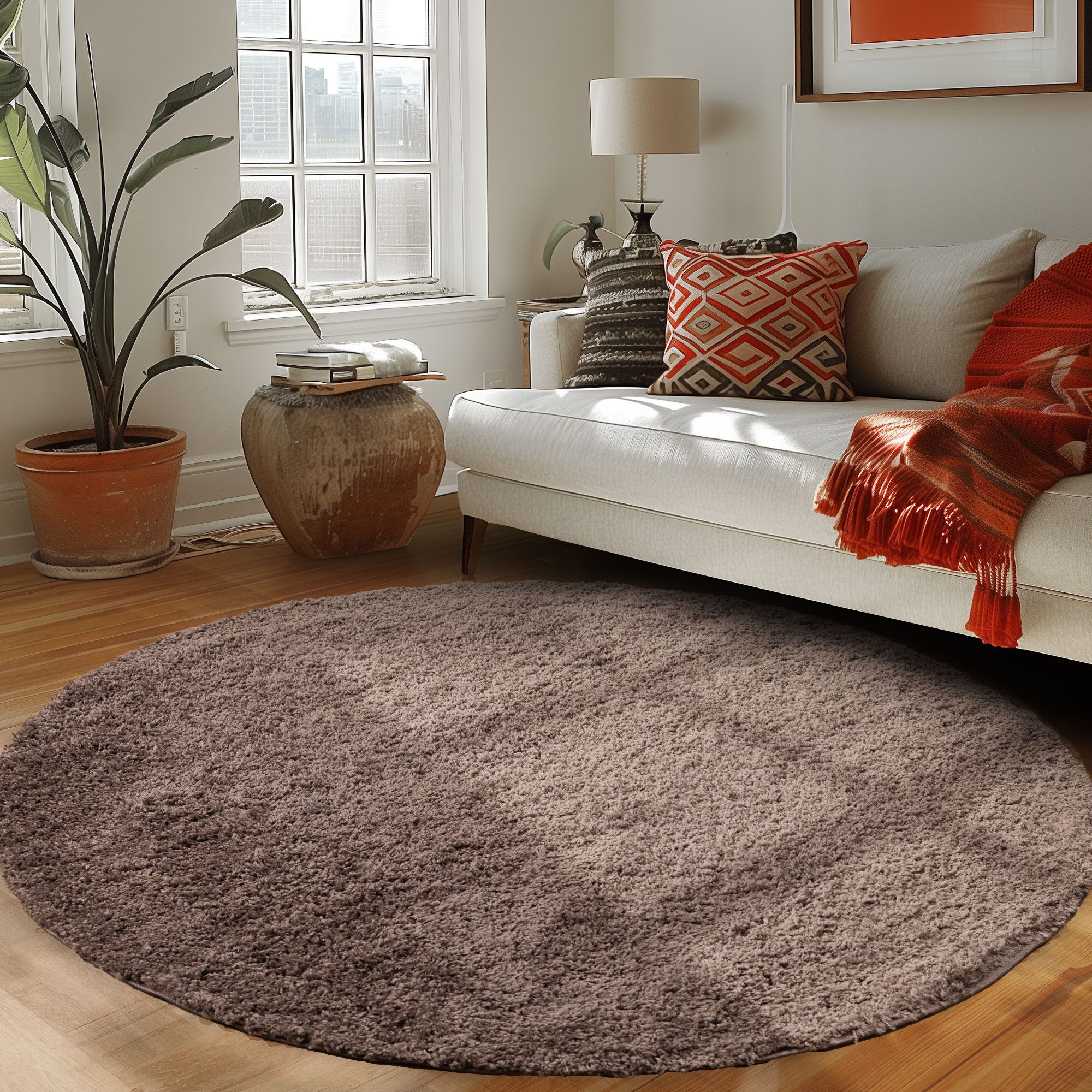 Carpettex Hochflor-Teppich Unicolor - Einfarbig, Rund, Höhe: 30 mm, Einfarb günstig online kaufen