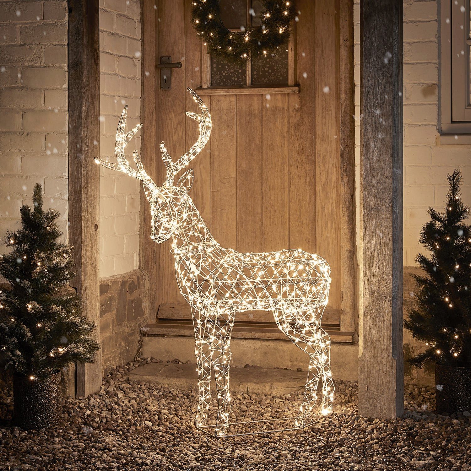 Lights4fun LED-Dekofigur LED-Rentier Hirsch L Duchy, Weihnachtsbeleuchtung, (H) 120 x (B) 78 x (T) 19cm