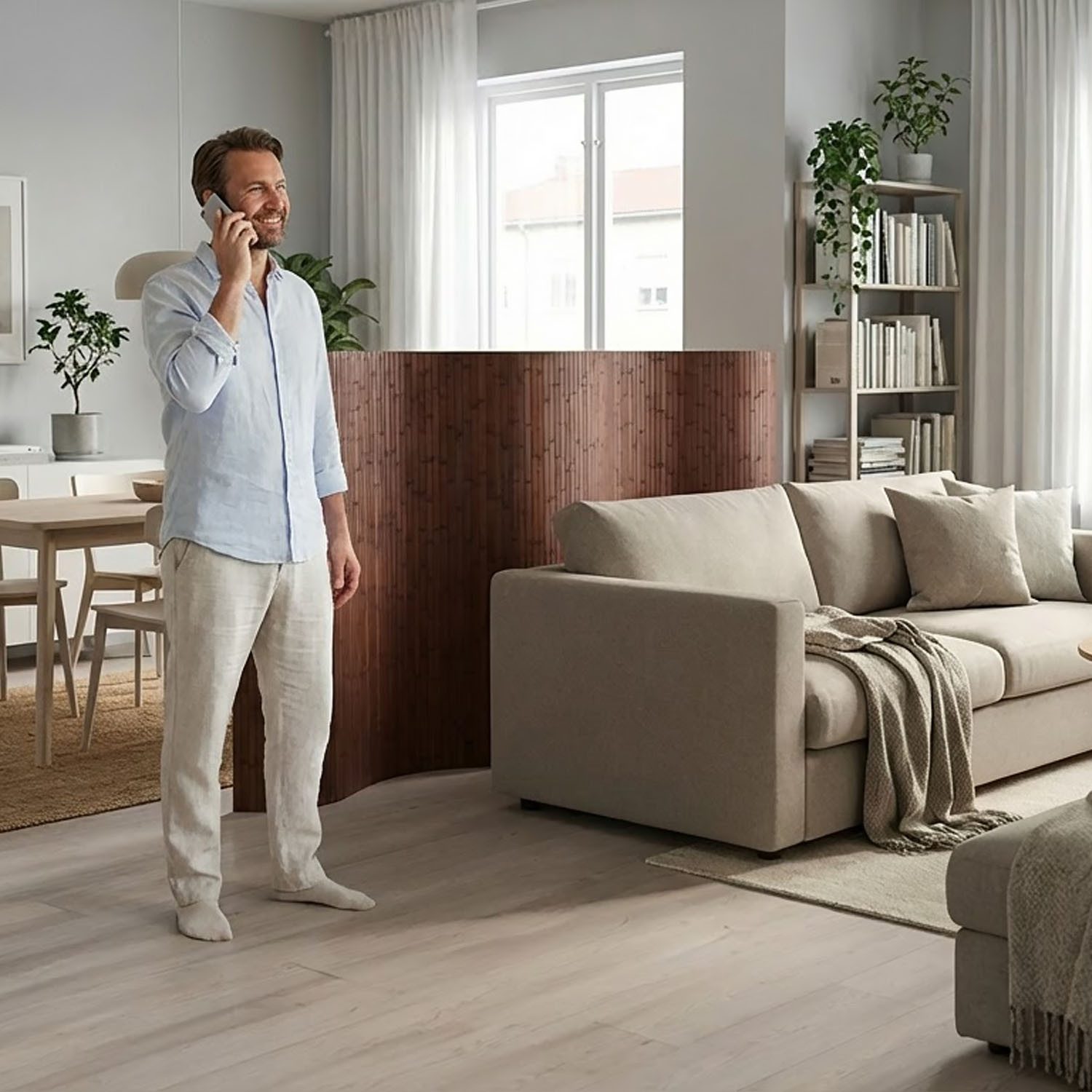 Homestyle4u Paravent Raumteiler Trennwand Bambus Sichtschutz Holz 145x200 1 günstig online kaufen