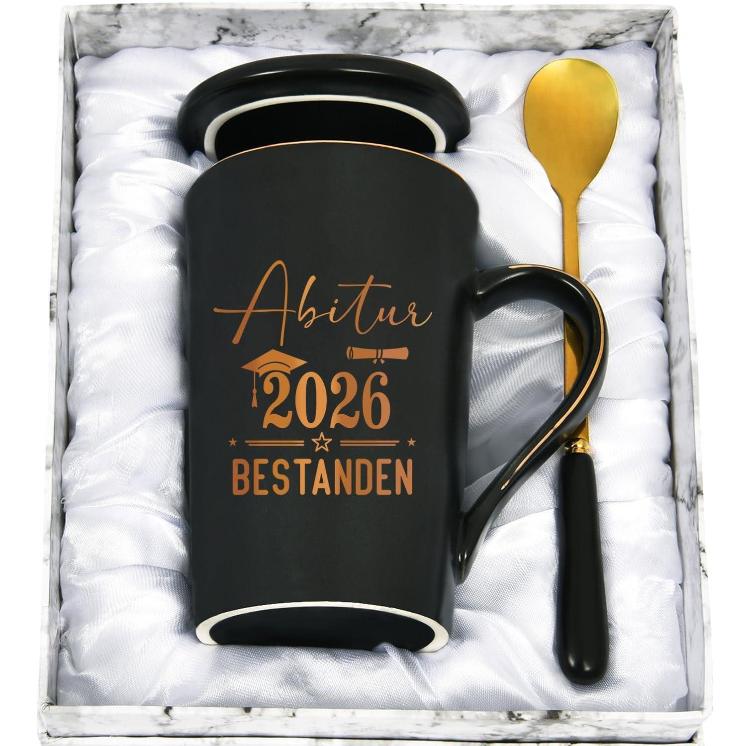 LuxusKollektion Tasse Kaffeetasse Abi 2026 Marmoriert 400ml Schwarz, Keramik