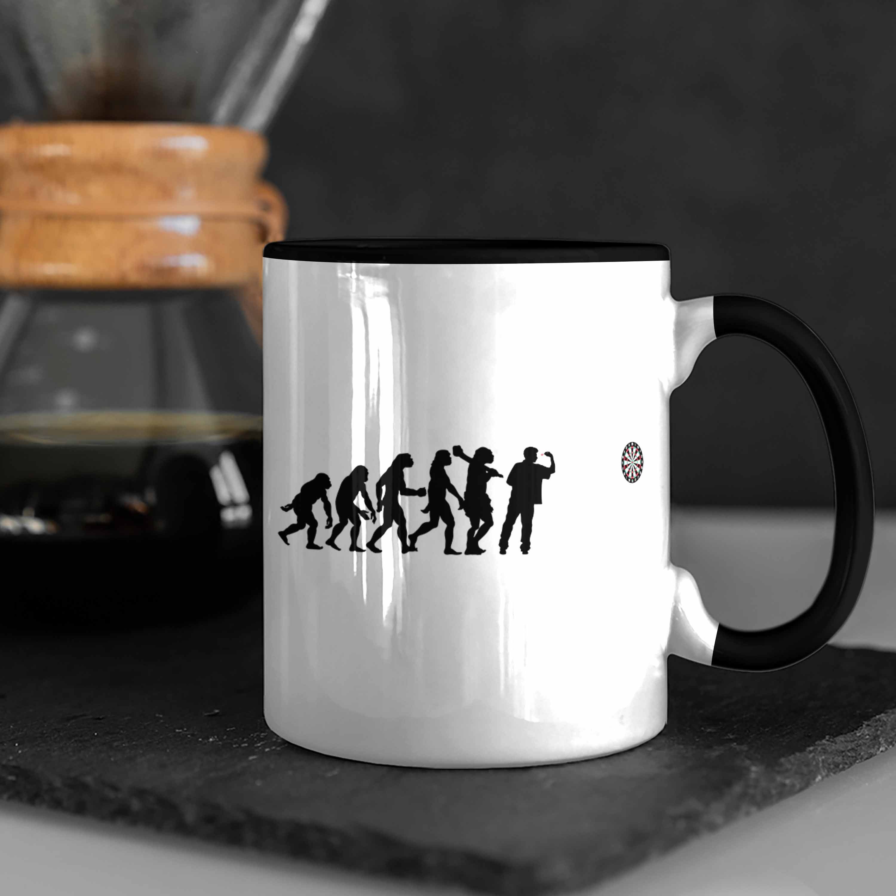 Tasse Dart Trendation Spruch Dart-Spieler Trendation Geschenkidee Tasse Dartpfeil - Männer Evolution Schwarz