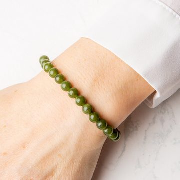 Vascavi Armband Grüner Jade Perlenarmband, Made in Germany, Naturstein, Chakrastein, 6 mm oder 8 mm, Edelstein