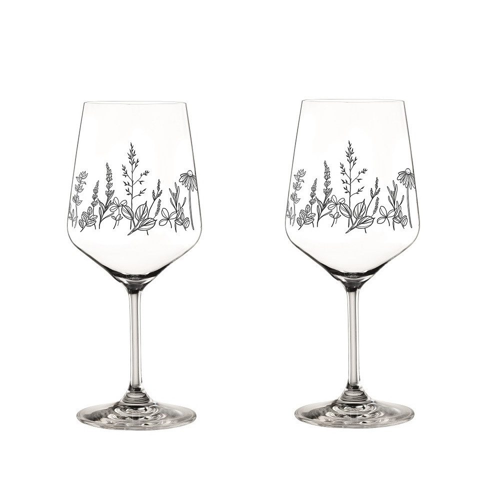 Nachtmann Weinglas Nachtmann Tattoo Wein/Spritzglas Black 630 ml 2er Set, Glas