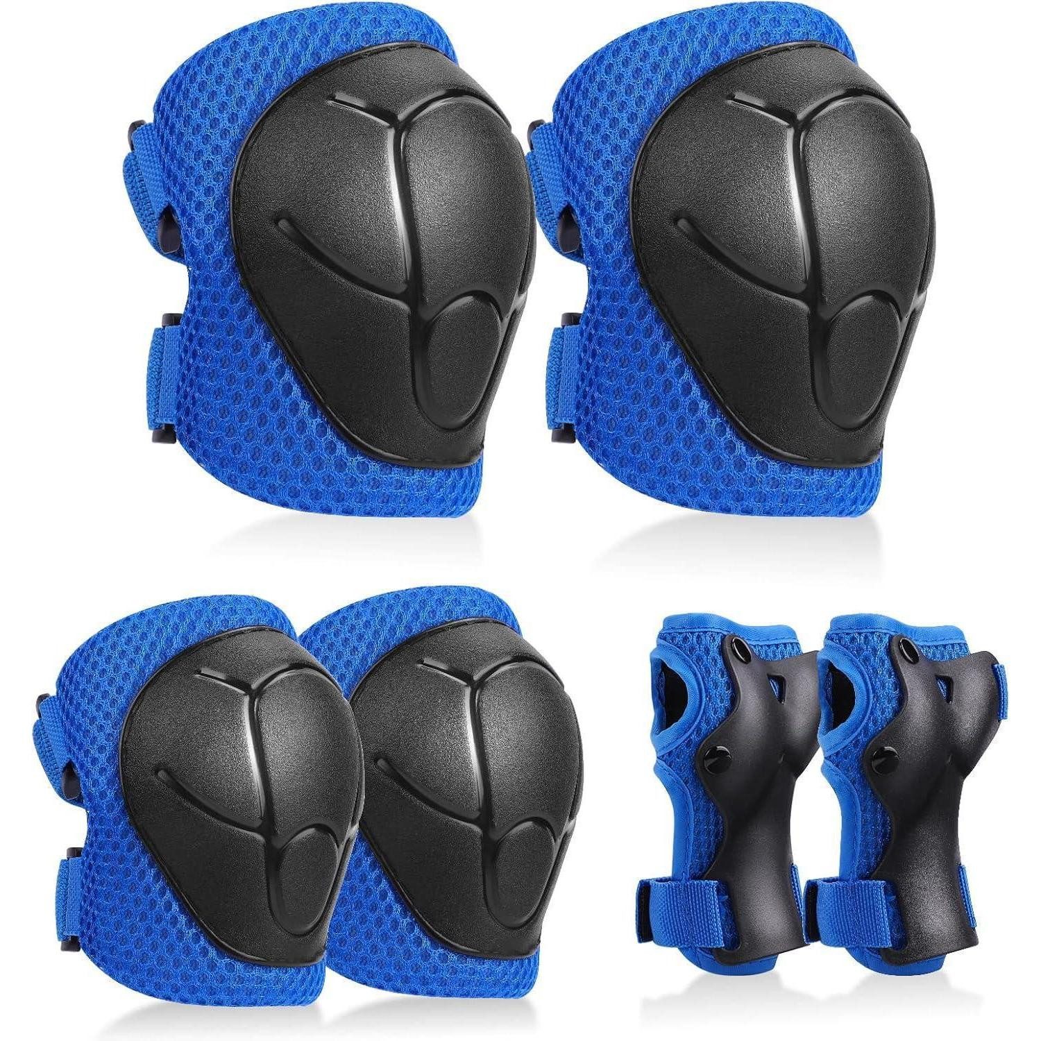 Protektoren-Set Knieschoner Kinder 6in1 Inliner Ellenbogen Handgelenk Blau