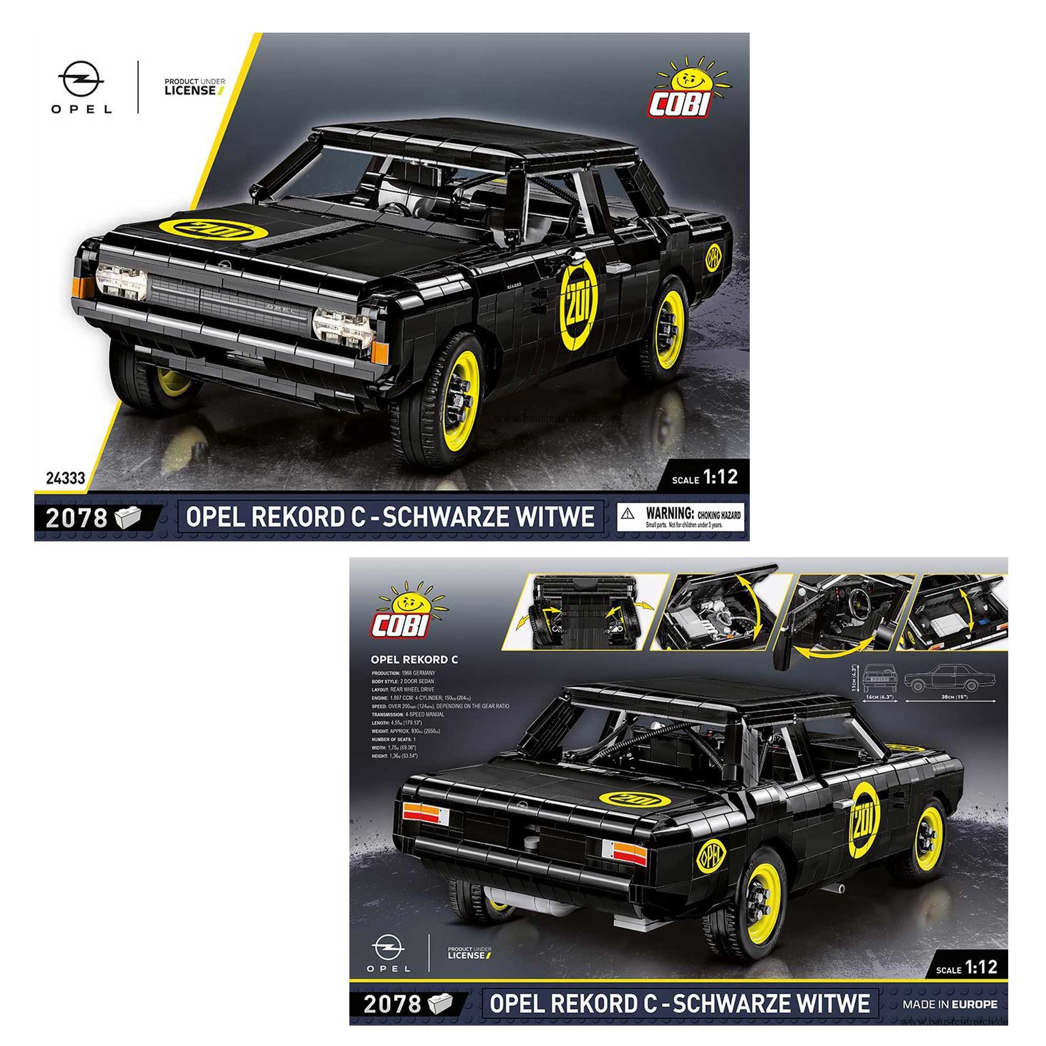 COBI 24333 - Opel Record C - Schwarze Witwe 1:12 (Cobi) Spielbausteine, (2078 St)