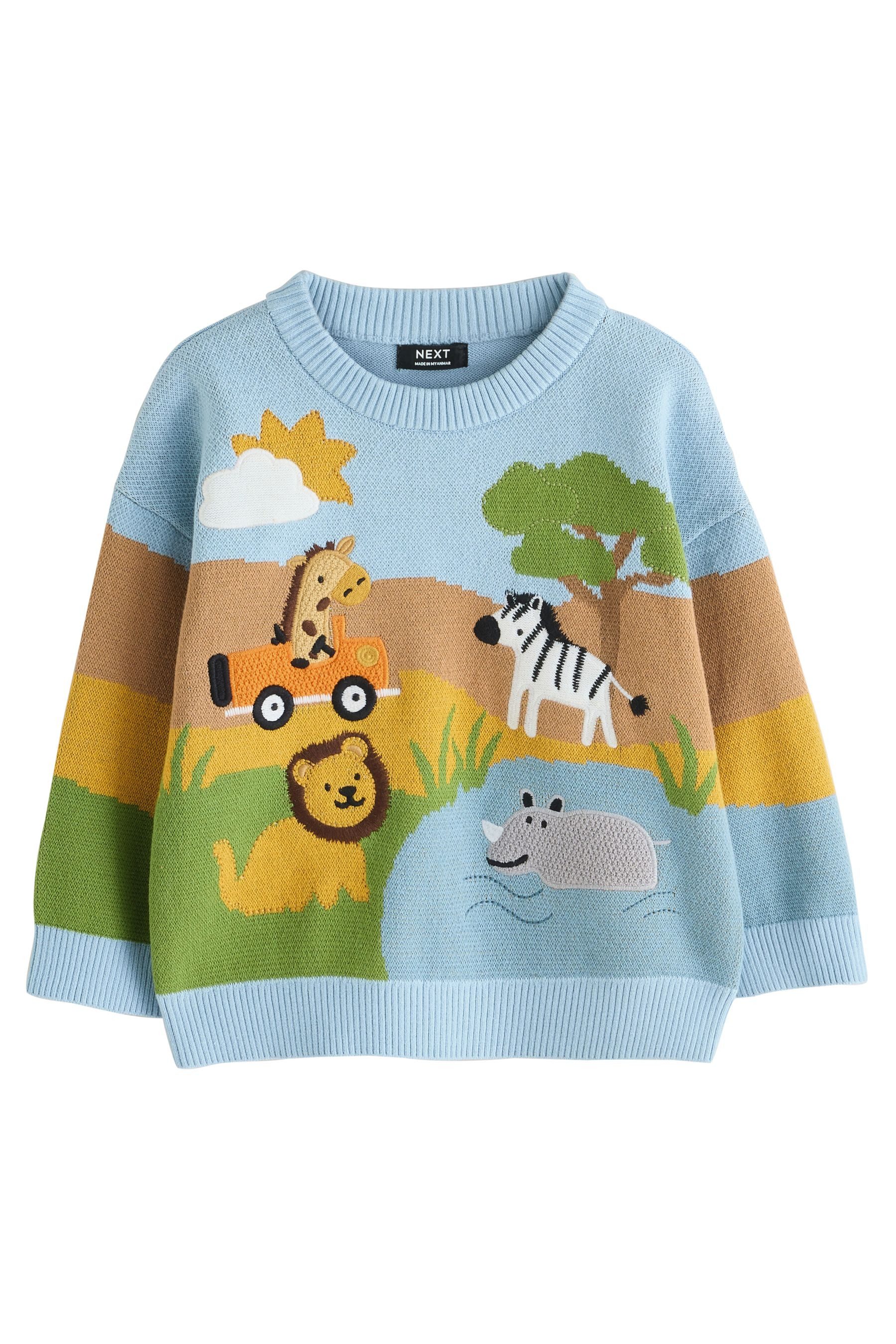 Next Rundhalspullover Strickpullover mit Rundhalsausschnitt und Motiv (1-tlg)