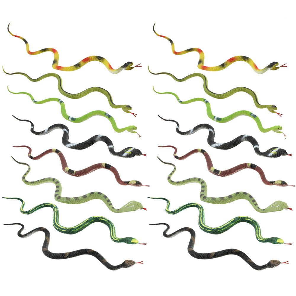 com-four Spielfigur Gummischlangen Set, (16-tlg), kleine realistisch wirkende Natter, Kobra, Aspis-Viper