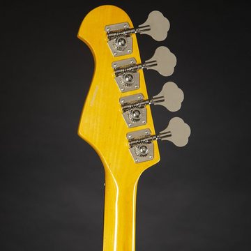 J & D E-Bass, E-Bass, Elektrische Bass Gitarre mit 4 Saiten und Linde Korpus, P Bass mit Split-Coil Tonabnehmer und passiver Elektronik, 1963 Fiesta Red, E-Bass, Elektrische Bass Gitarre, P Bass