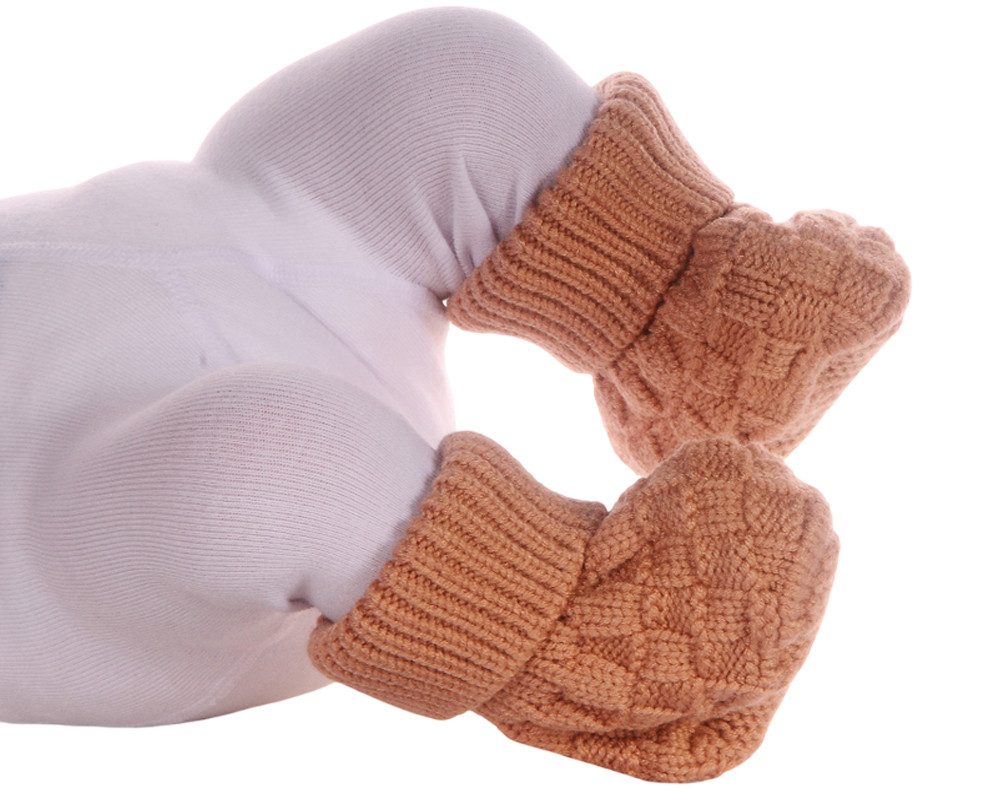 La Bortini Füßlinge Baby Strickschuhe Socken booties Stricksocken Erstlingssocken in Beige, neutral, für Neugeborene