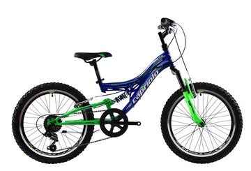 breluxx Mountainbike 20 Zoll Kinder Mountainbike Fullsuspension CTX200 blau grün, 6 Gang Shimano Tourney Schaltwerk, Kettenschaltung