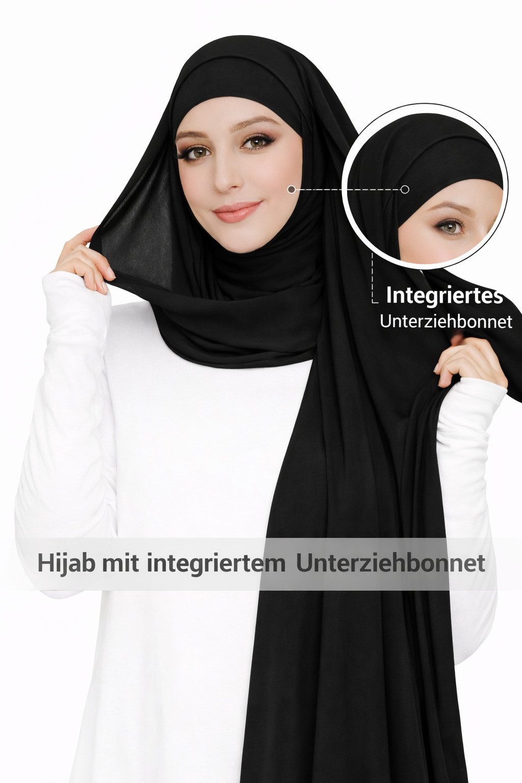 Aymasal Hijab 2 in1 Chiffon Hijab mit integriertem Unterkopftuch Bone Islam Kopftuch (Einzeln, Einzelartikel) Kopftuch 2 in 1 Chiffon Hijab mit integriertem Unterkopftuch