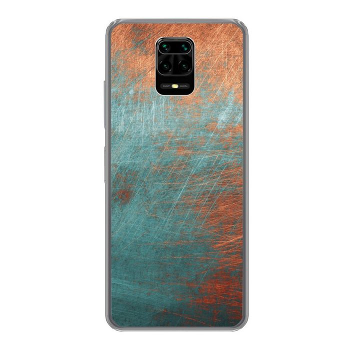 MuchoWow Handyhülle Metall - Rost - Bronze - Blau - Abstrakt - Struktur Phone Case Handyhülle Xiaomi Redmi Note 9 Pro Silikon Schutzhülle