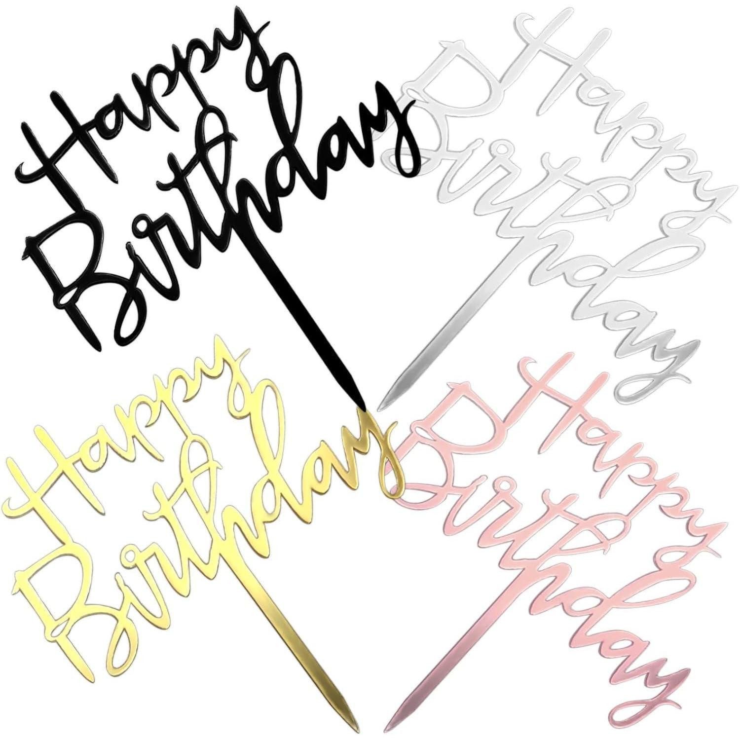 LuxusKollektion Sticker 8 Stück Happy Birthday Tortendeko Cake Topper Geburtstag Rose Gold, (1-tlg)