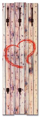 Artland Garderobenleiste Vintage Hintergrund Holzwand mit Herz, teilmontiert