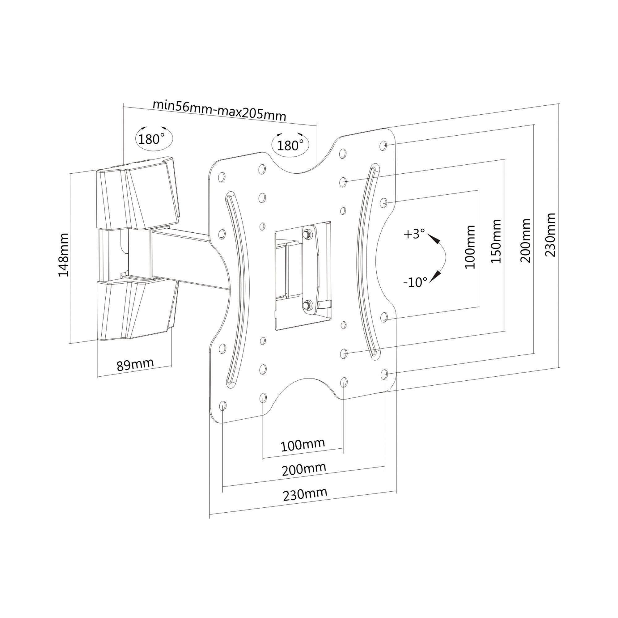 PureMounts TV-Wandhalterung PureMounts PM-FM10-200 - Neigbare und schwenkbare TV / Monitor Wandhal – Bild 4 von 5