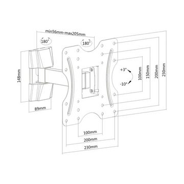 PureMounts PureMounts PM-FM10-200 - Neigbare und schwenkbare TV / Monitor Wandhal TV-Wandhalterung