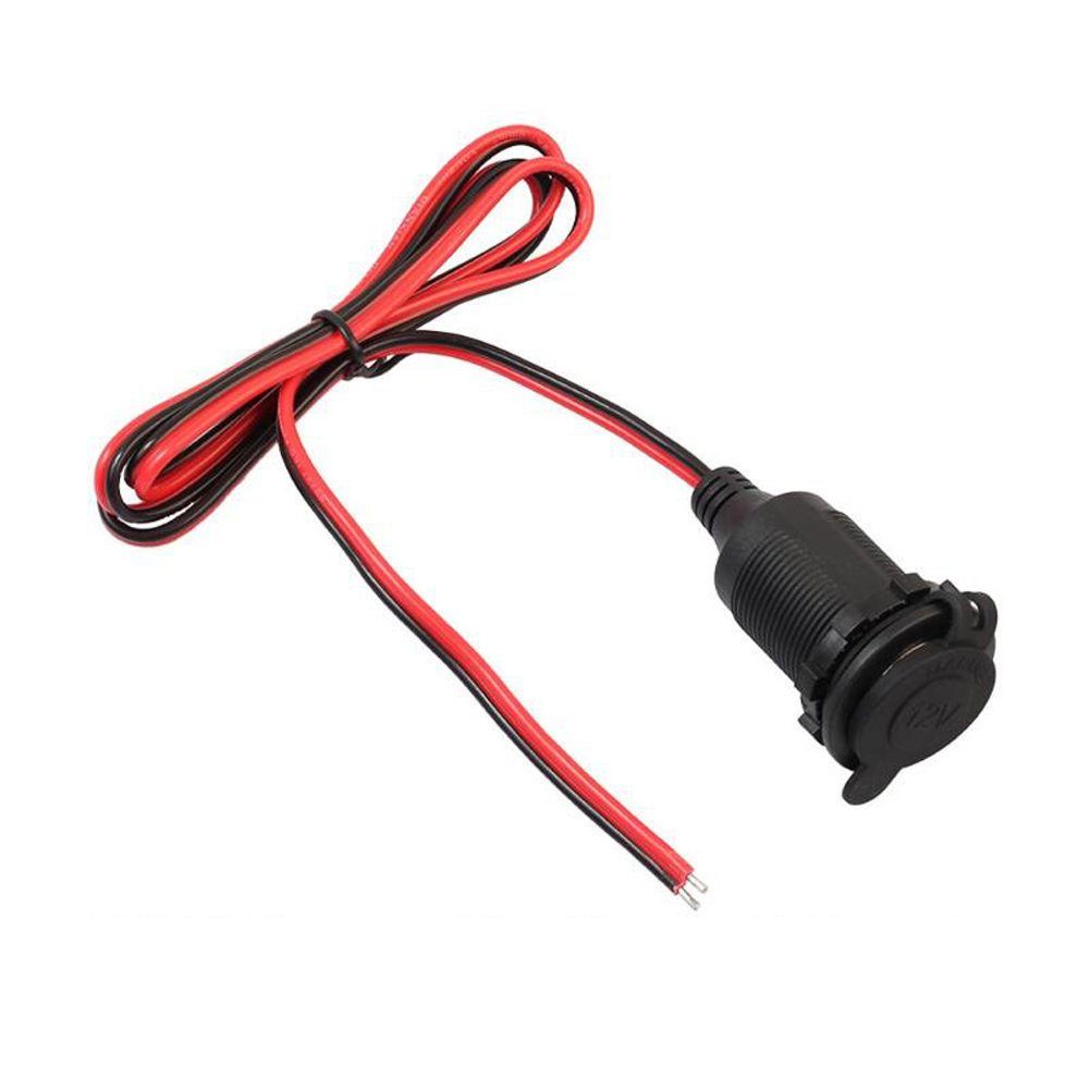 Bolwins A75C Wasserdicht Steckdose KFZ LKW Zigarettenanzünder Kabel Adapter Netzkabel, Rotes und schwarzes Kabel, Zigarettenanzünder (100 cm), Wasserdicht, geeignet für 12/24V