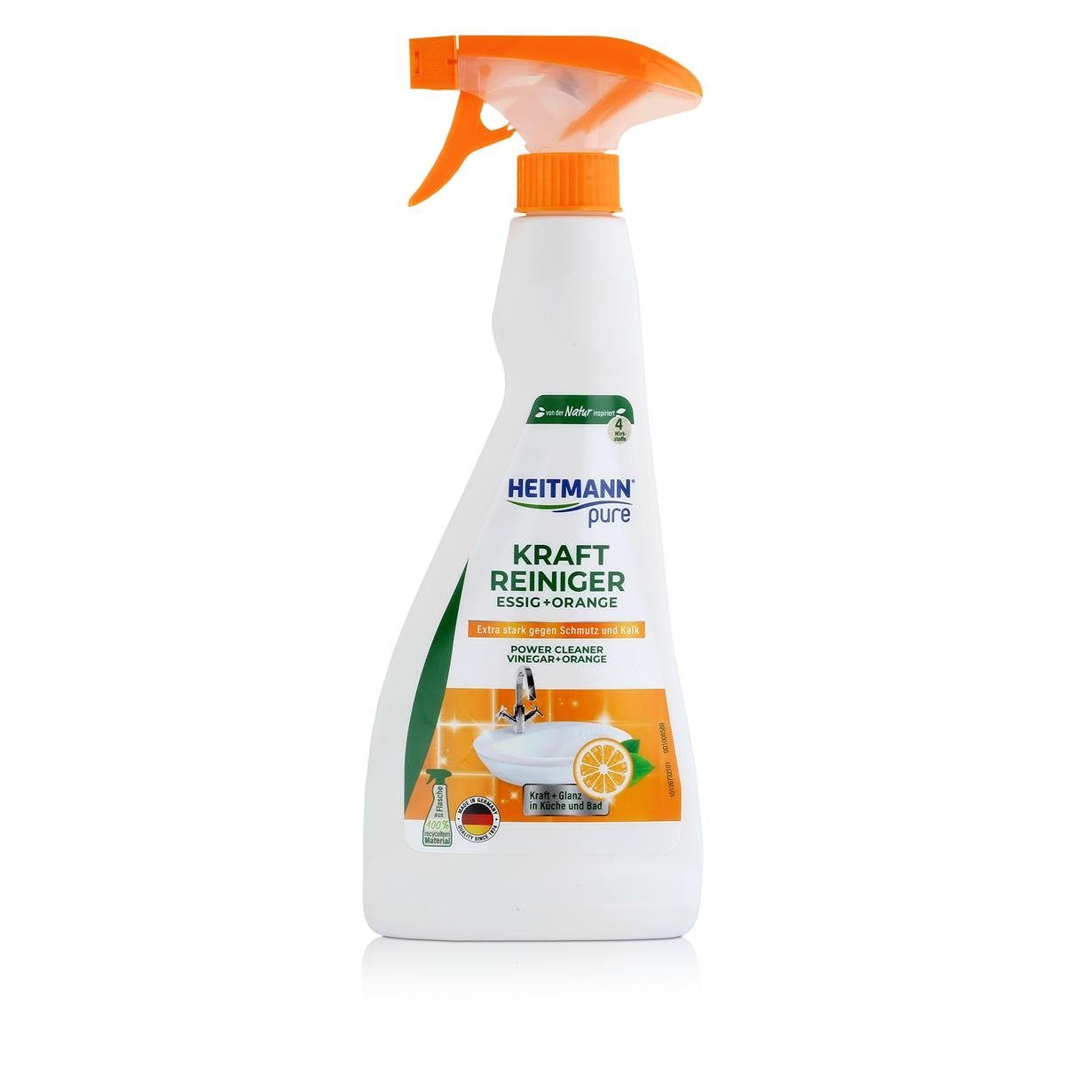 HEITMANN Heitmann Kraft-Reiniger Essig+Orange 500ml entfernt Schmutz und Kalk (Badreiniger