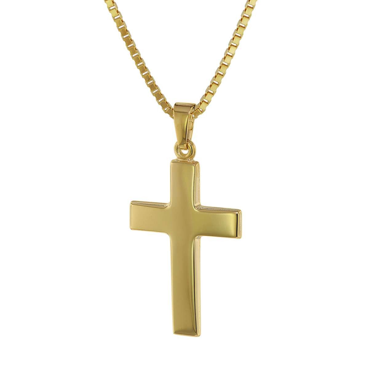 trendor Kreuzkette 75221, Kreuz-Anhänger 24 mm Gold 333 (8 Kt) mit plattierter