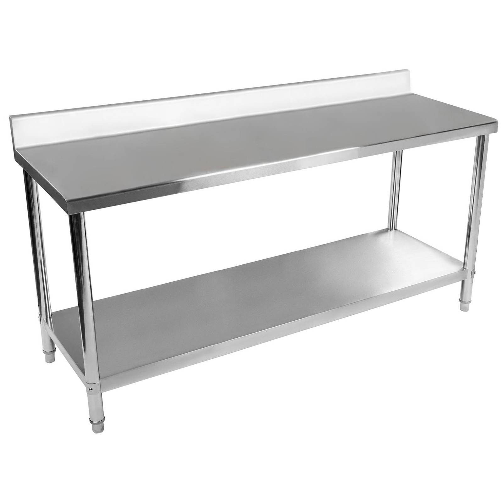 Royal Catering Arbeitstisch 180 x 60 cm Neu Edelstahl Gastro Tisch Edelstahltisch Aufkantung Boden