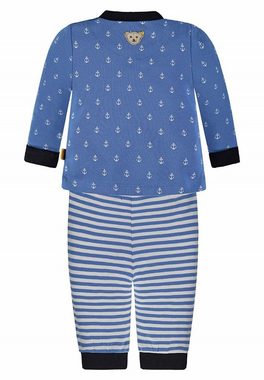 Steiff Collection Schlafanzug Pyjama Blau (Set, 2 tlg., 2 Stück) Nabelzugbund und Bündchen an den Beinen