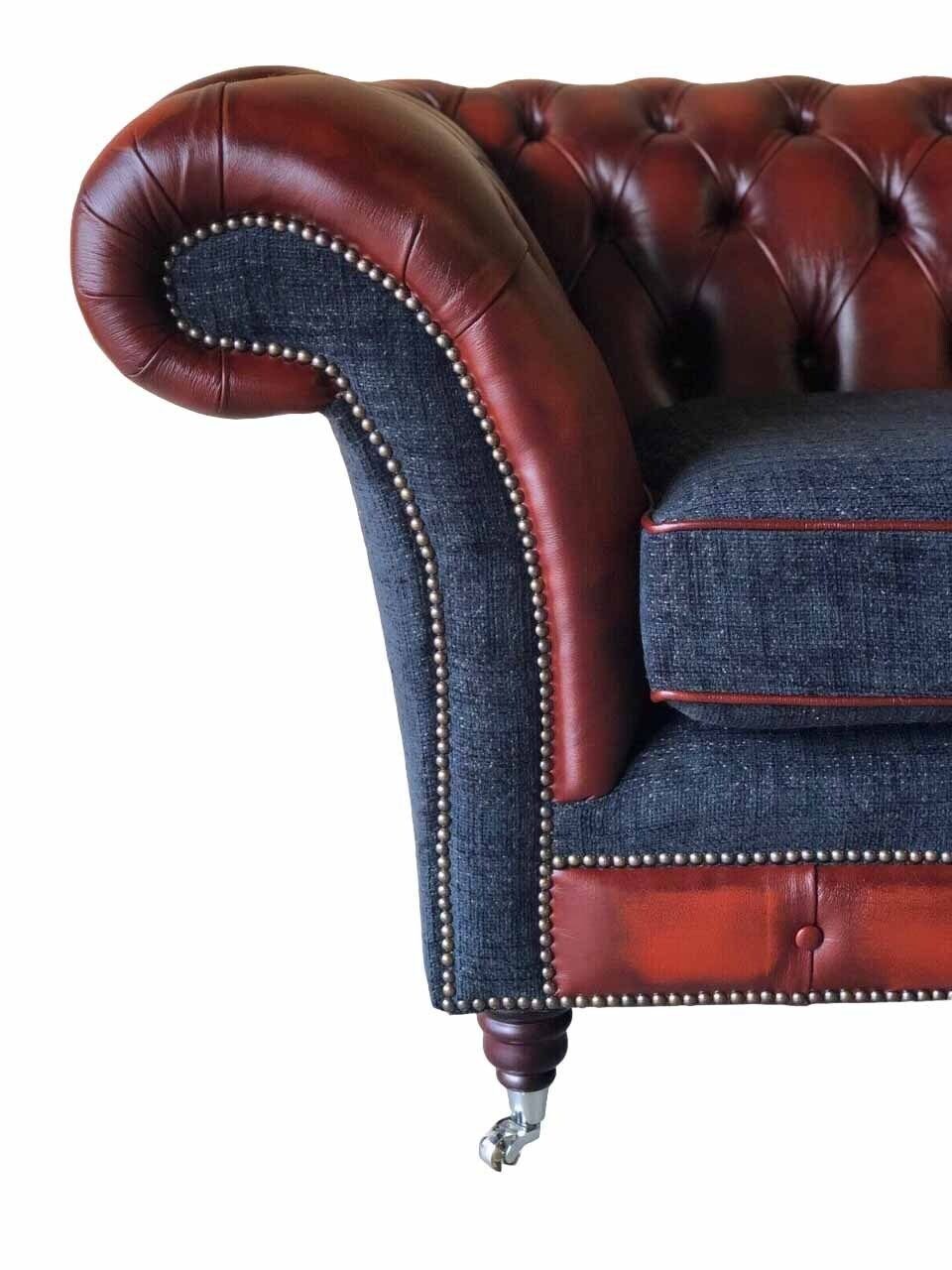 Leder Sitzer Made Braun JVmoebel Polster Neu, Europe in Couch Design Textil Sofa 3 Sofa Chesterfield