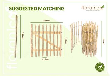 Floranica Zaunpfosten, Zaunpfahl Pfosten durchmesser 6-8 cm Haselnussholz Höhe: 90cm 1 Stk.