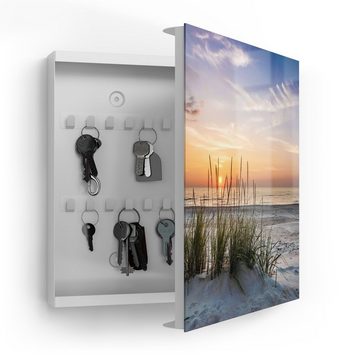 DEQORI Schlüsselkasten 'Sonnenuntergang am Strand', Glas Schlüsselbox modern magnetisch beschreibbar