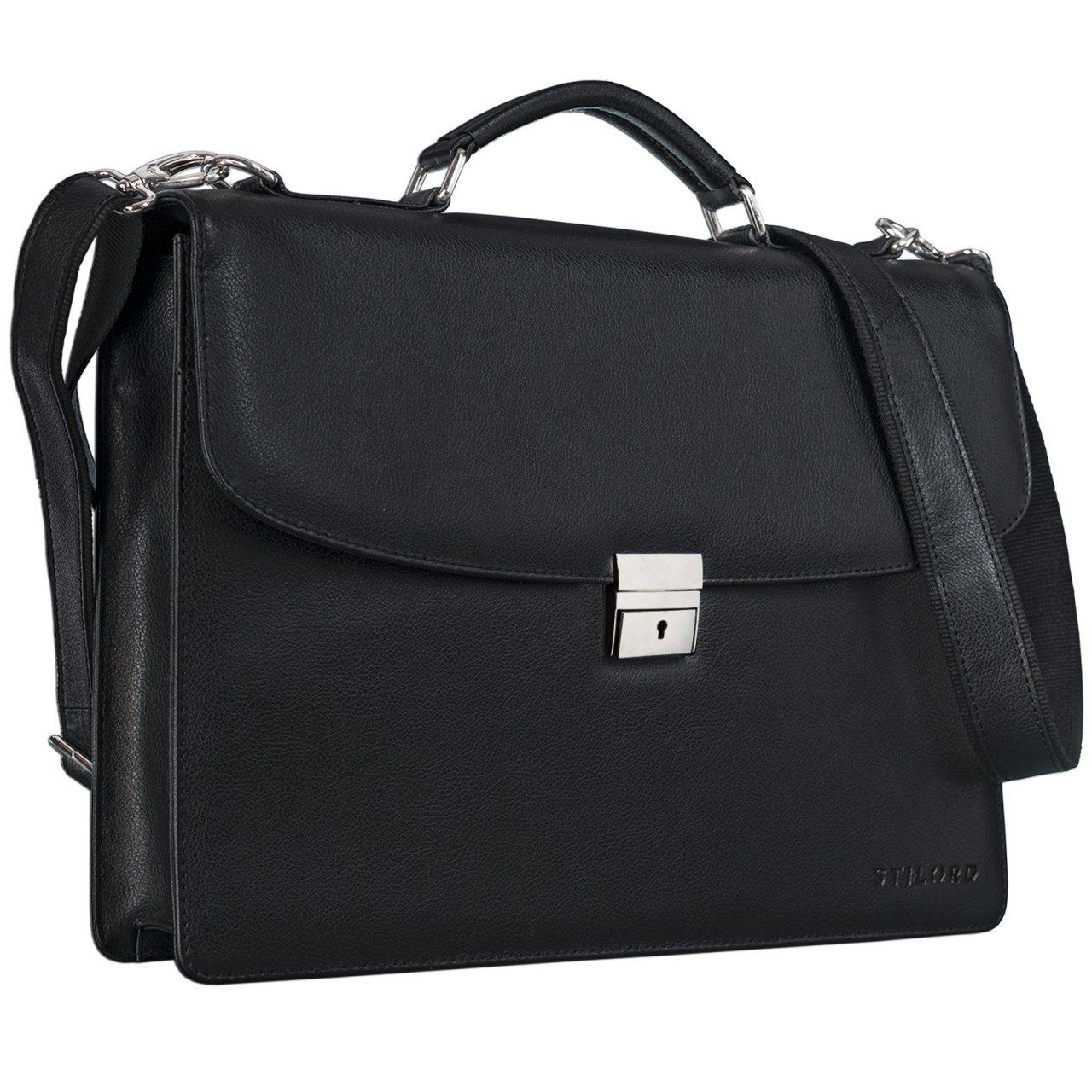 STILORD Laptoptasche "Jonathan" Elegante Aktentasche mit Schloss schwarz