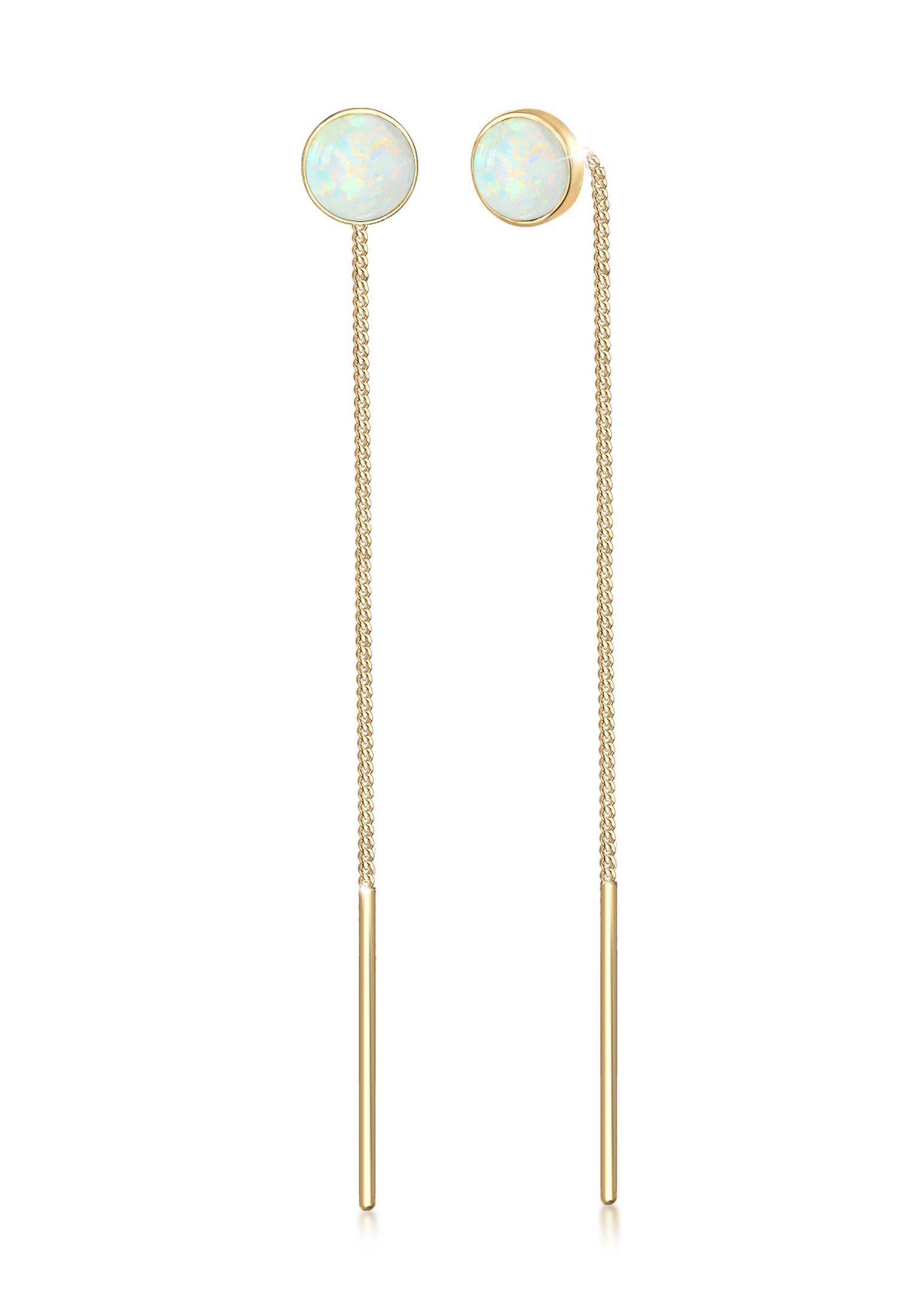 Hänger Ohrhänger Paar Opal Durchziehen Silber 925 Minimal Elli Trend