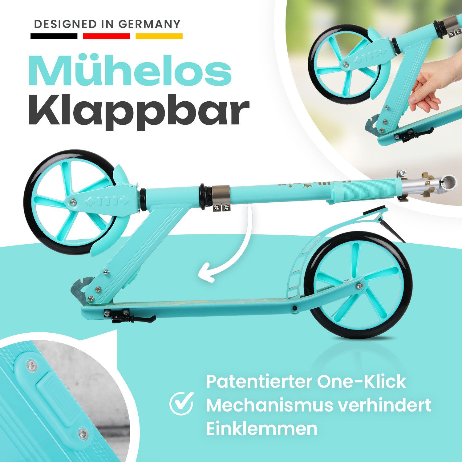 ROLLKÖNIG Tretroller Rollkönig ® Scooter Kinder ab 5 Jahren, City-Scooter mit großen Rädern, Ab 5 Jahres