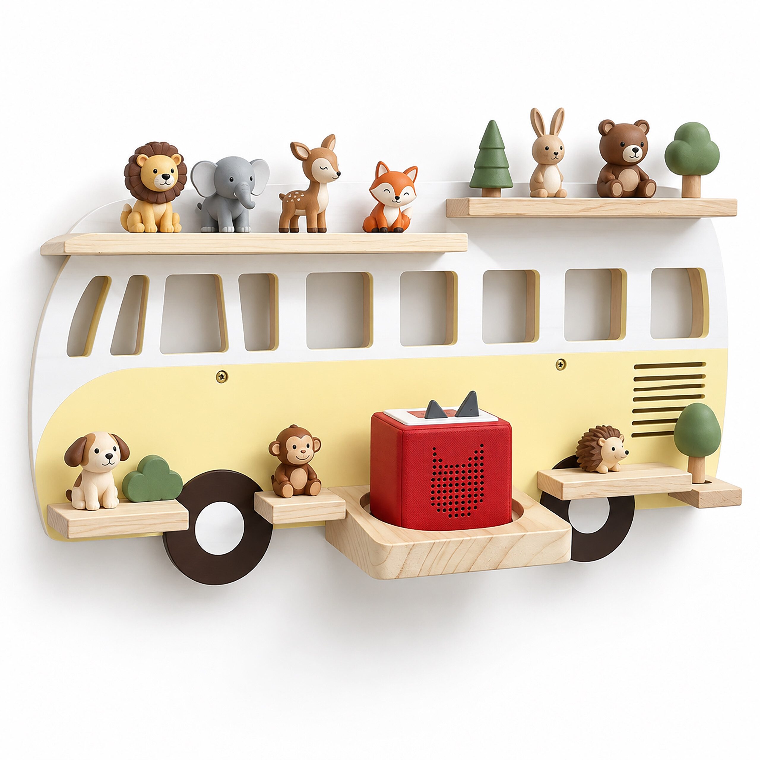 relaxdays Kinderregal Toniebox Regal Bus, 1-tlg., gelb