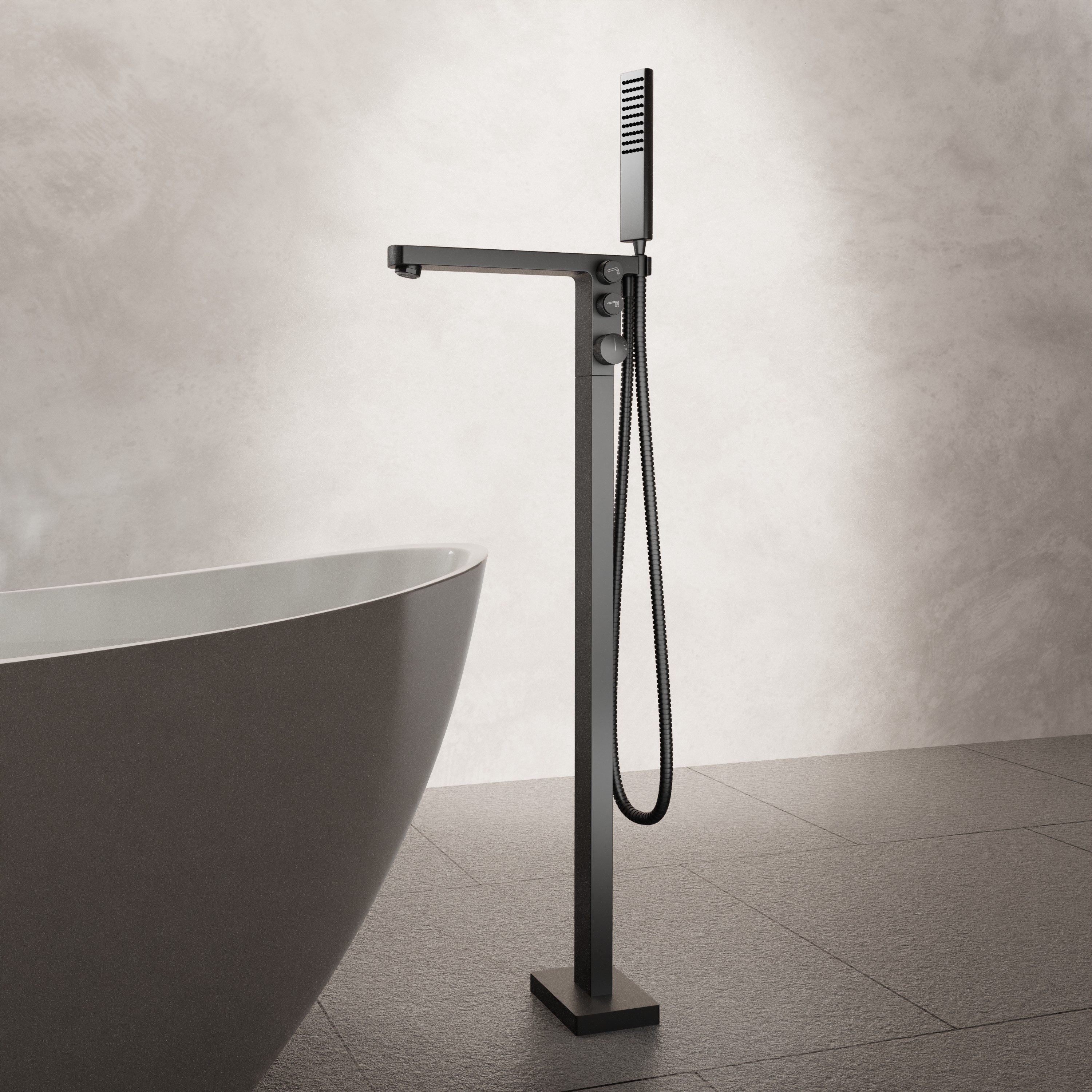 Bernstein Standarmatur NT7562 Schwarz matt freistehend mit ABS-Handbrause