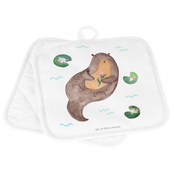 Mr. & Mrs. Panda Topflappen Otter Seerose - Weiß - Geschenk, Otter Seeotter See Otter, Topfunters, (1-tlg), Charmantes Design