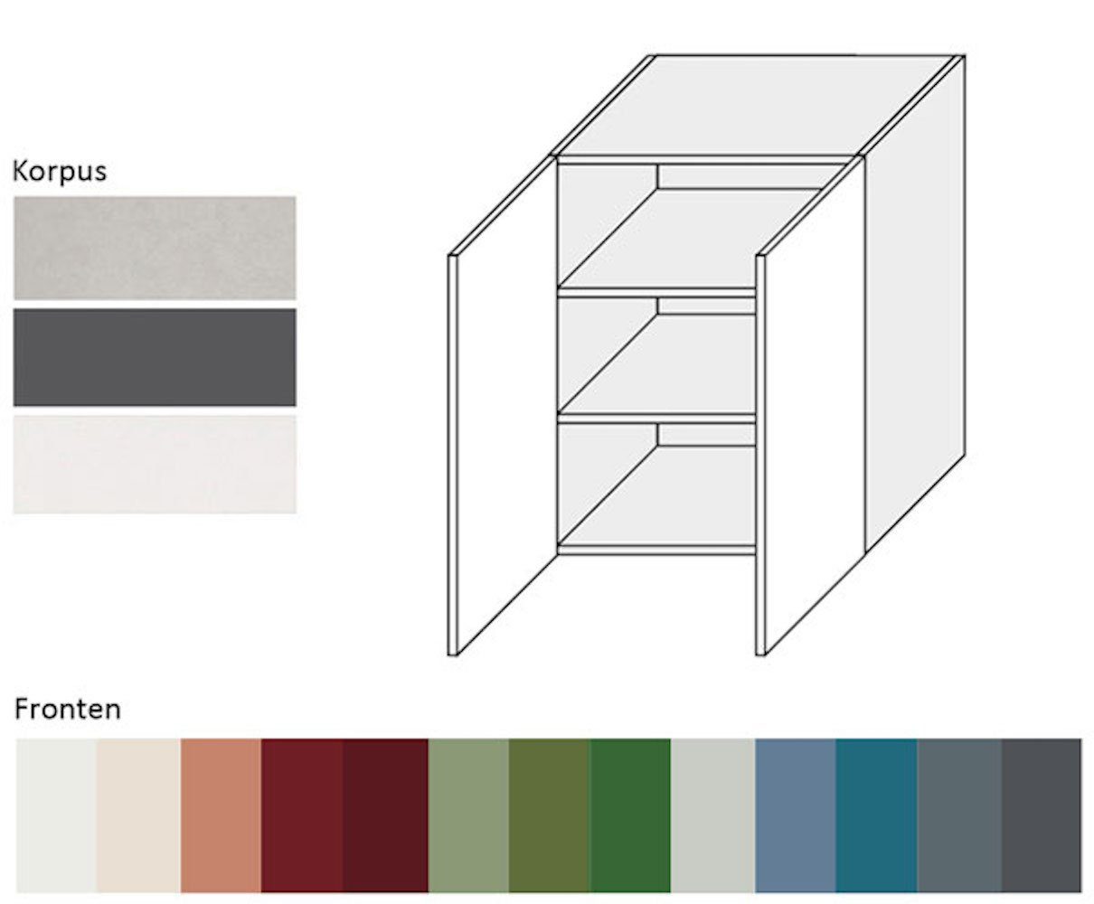 60cm signalweiß (Florence) wählbar Klapphängeschrank Front- 9003 grifflos Feldmann-Wohnen RAL 2-türig Florence und Korpusfarbe Hochglanz