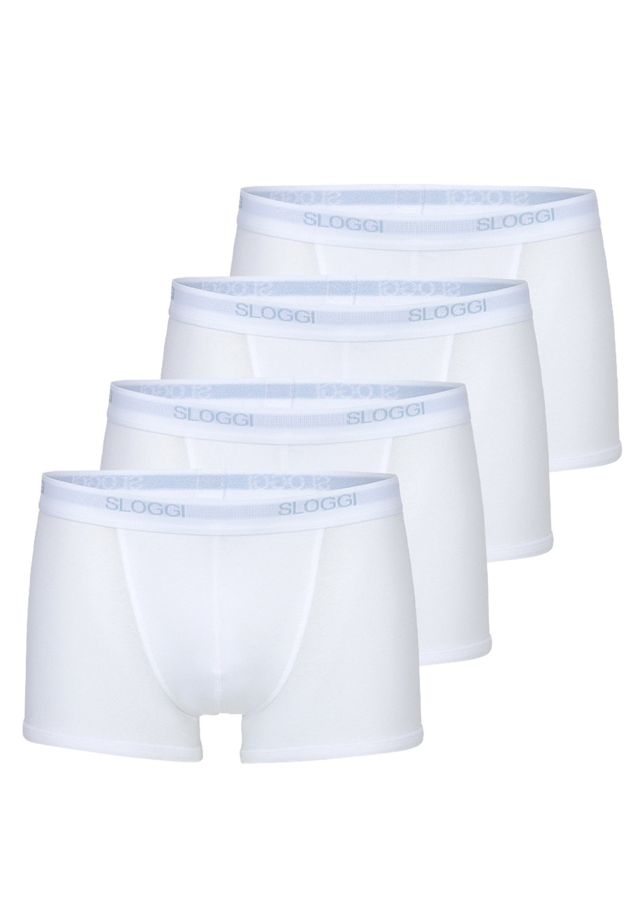 Sloggi Retro Boxer 4er Pack 4-St) - Retro Ohne / Baumwolle Pant Basic Weiß - Short (Spar-Set, Eingriff 