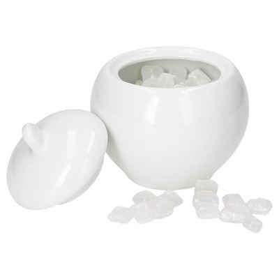 MamboCat Milch- und Zuckerset Tommy Zucker-Dose mit Deckel weiß Porzellan Kandis-Behälter, Porzellan